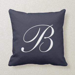 Letter B Navy Blue Monogram Pilze Kissen