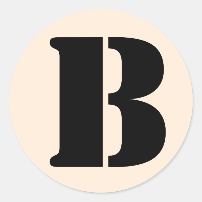 Letter B Stencil Alphabet von Janz Antique White Runder Aufkleber (Vorderseite)