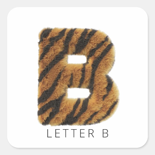 Letter-B-Tigerfell Quadratischer Aufkleber