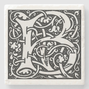 Letter 'B' William Morris Design Square Steinuntersetzer