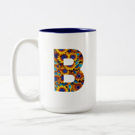 Letter B with sunflowers mug Zweifarbige Tasse