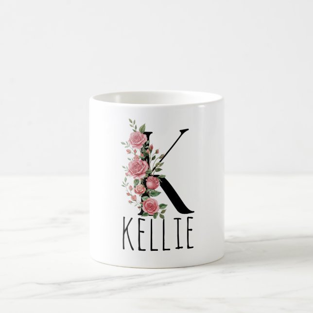 Letter BirthFlower Monogram Name Mug Kaffeetasse (Mittel)