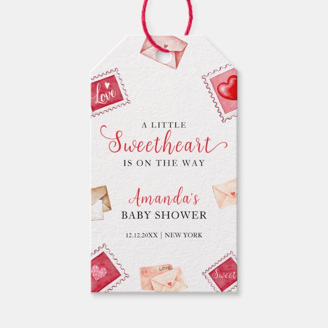 Letter Briefmarke Sweetheart Baby Dusche Vielen Da Geschenkanhänger (Vorderseite)