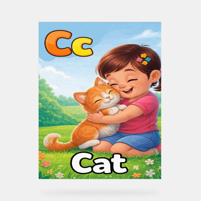 Letter C Alphabet Poster – C is for Cat  Cute Kids (Vorderseite)