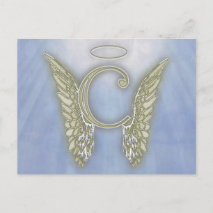 Letter C Angel Monogram Postkarte