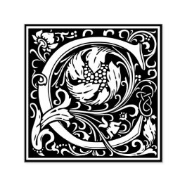 Letter C Art Nouveau Schwarz/Weiß Tile Permastempel