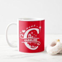 Letter C Christmas Monogram, Anfangsname Rot Kaffeetasse