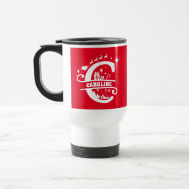 Letter C Christmas Monogram, Anfangsname Rot Reisebecher