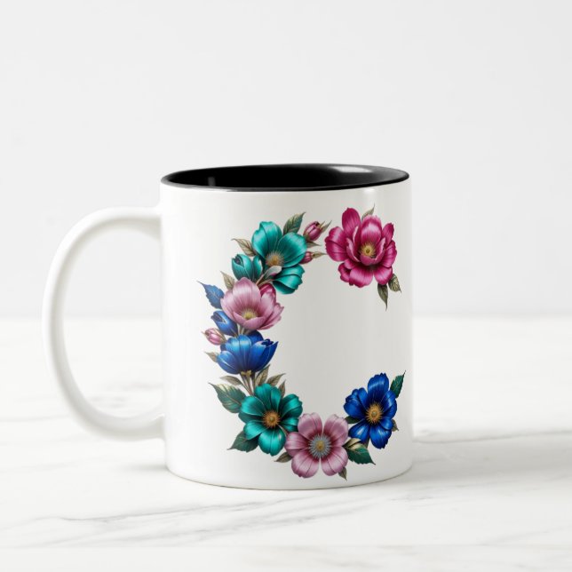 Letter C Coffee Tasse - Blumendesign für Geschenke (Links)