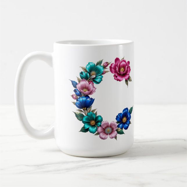 Letter C Coffee Tasse - Blumendesign für Geschenke (Links)