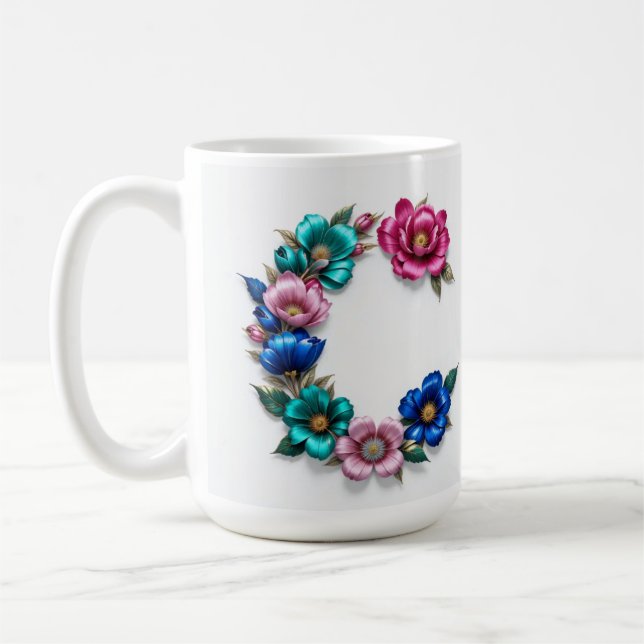 Letter C Coffee Tasse - Blumendesign für Geschenke (Links)