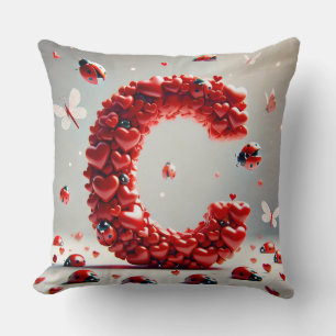 Letter C Creative Heart Cluster Kissen