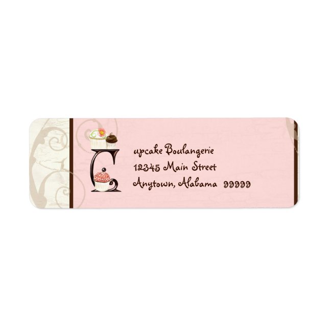 Letter C Cupcake Business Address Mailing Labels (Vorne)