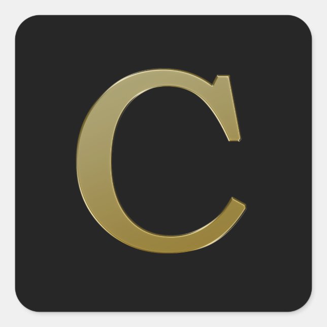 Letter C Gold Square Sticker (Vorderseite)