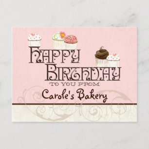 Letter C Happy Birthday Cupcake Business Postcard Postkarte