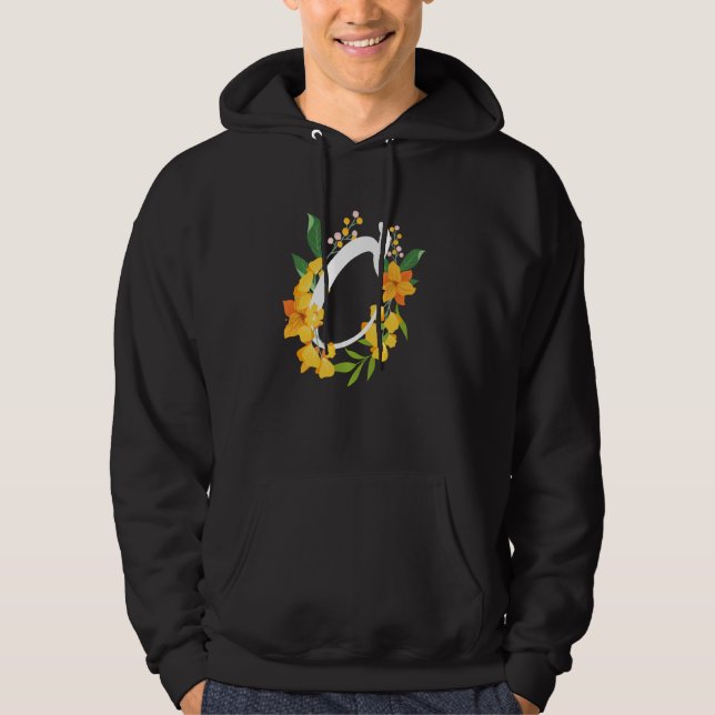 Letter C Hauptstadt Alphabet Blume Monogramm erste Hoodie (Vorderseite)