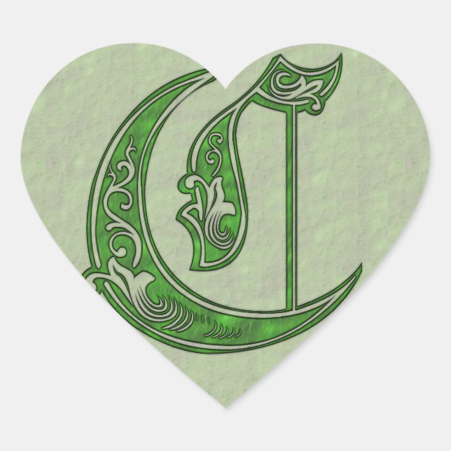 Letter C Heftaufkleber Herz-Aufkleber (Vorderseite)