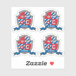 Letter C individuelle Name Colby Wolf Hundeschritt Aufkleber