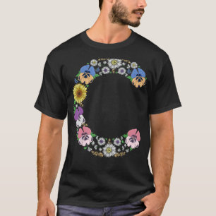 Letter C Initial Monogram Stiefmütterchens Floral  T-Shirt