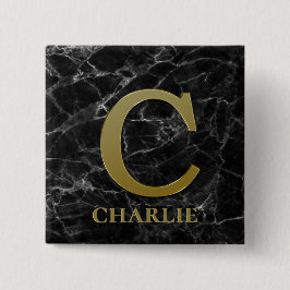 Letter C Monogram auf der schwarzen Marmortaste Button