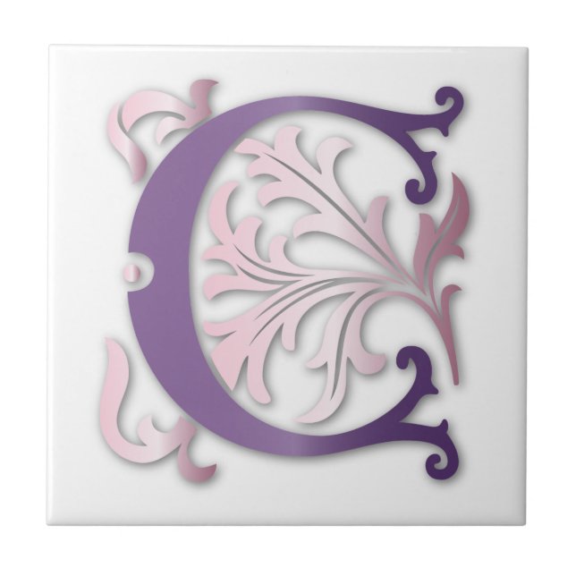 Letter C Monogram-Lilie Fliese (Vorderseite)