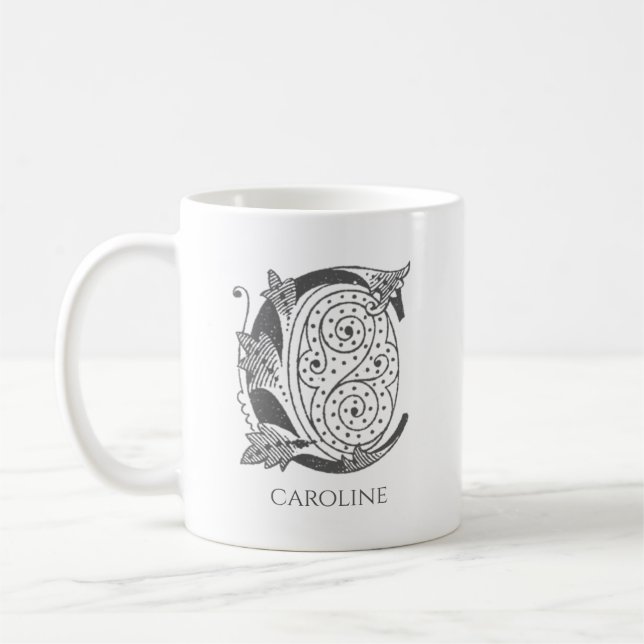 Letter C Monogram Modern Name Kaffeetasse (Links)