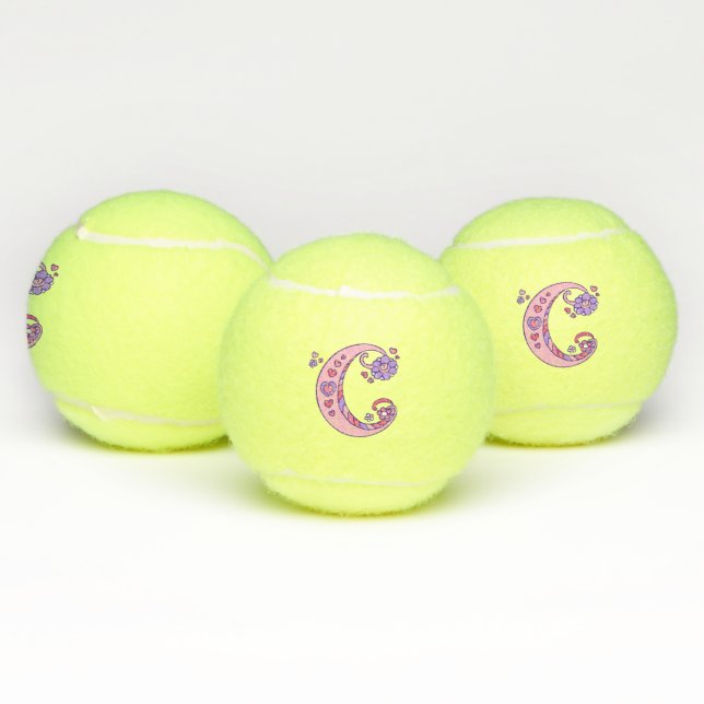 Letter-C-Monogramm-Girls personalisierte Doodart Tennisbälle (Multi)