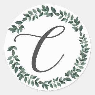 Letter C Monogramm Minimalistischer botanischer Le Runder Aufkleber
