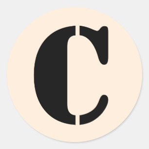 Letter C Stencil Alphabet von Janz Antiquitätenwe Runder Aufkleber
