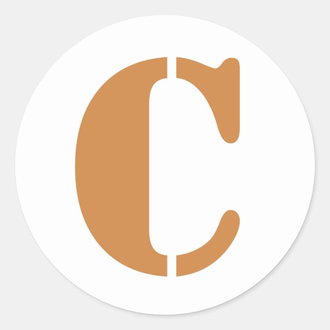 Letter C Stencil Alphabet von Janz Peru Gold White Runder Aufkleber (Vorderseite)