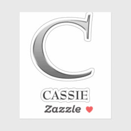 Letter C Two-Tone Silver Gray und Name Aufkleber