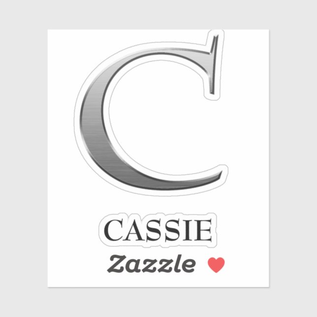 Letter C Two-Tone Silver Gray und Name Aufkleber (Blatt)