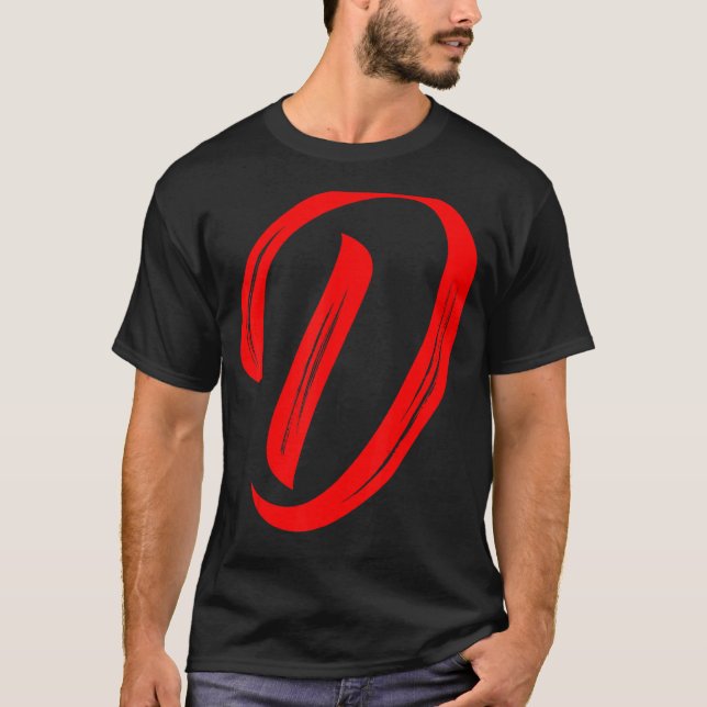 Letter D Alphabet Large Red Graphal Initial T-Shirt (Vorderseite)