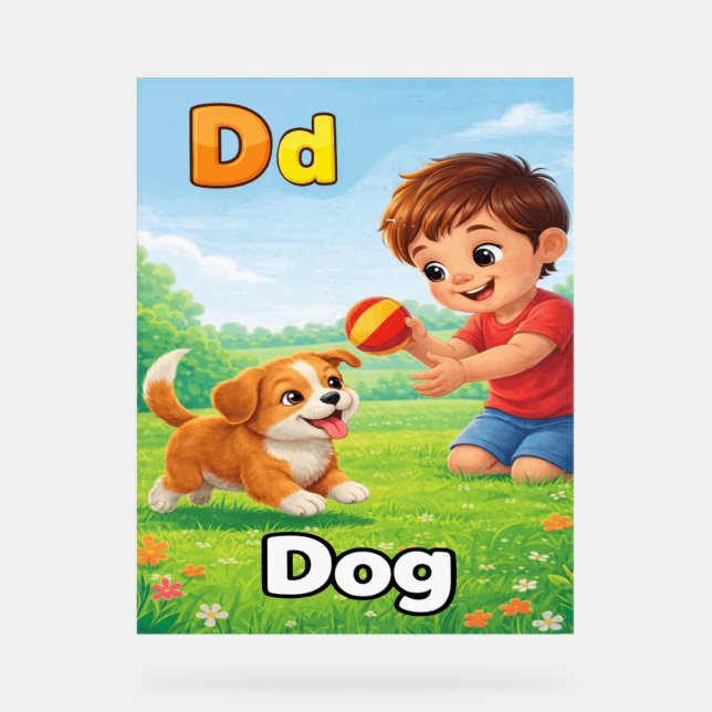 Letter D Alphabet Poster – D is for Dog (Vorderseite)