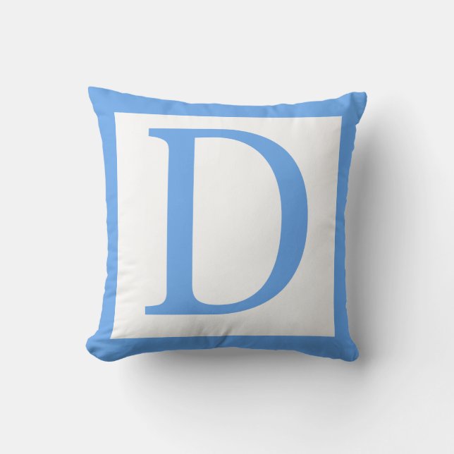 Letter D Baby Blue Border Kissen (Vorderseite)