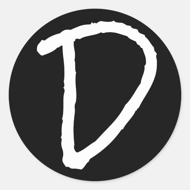 Letter D Black Rock Salt Alphabet von Janz Runder Aufkleber (Vorderseite)