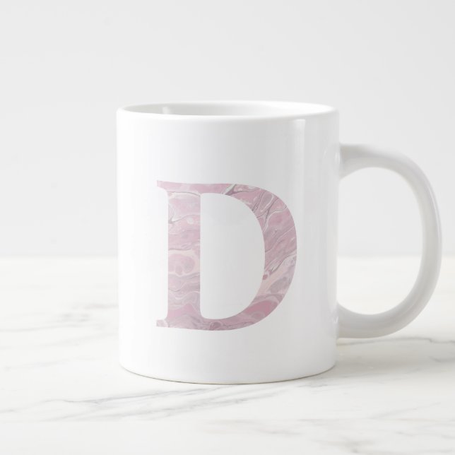 Letter D Blush Pink Boho Marmormonogramm Jumbo-Tasse (Rechts)