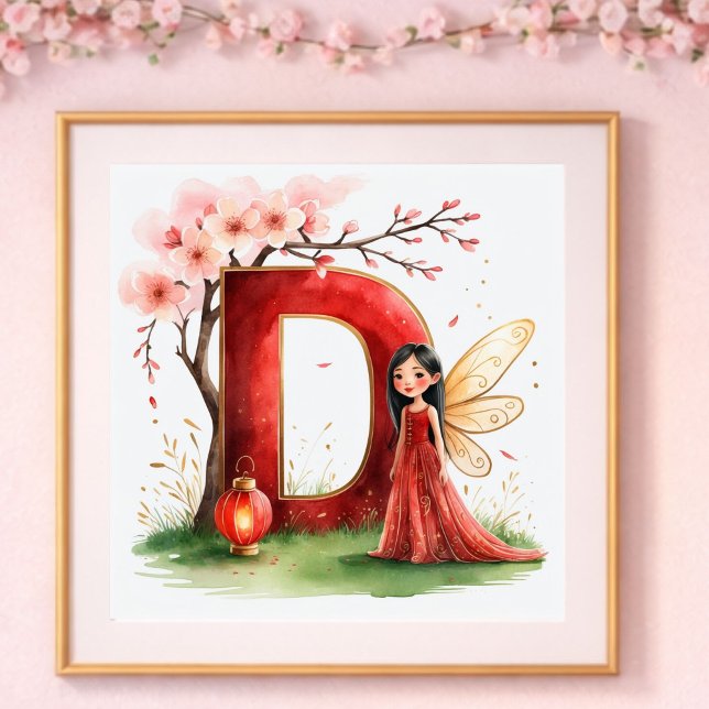  Letter D Chinese Lantern Fairy Poster Nursery Art (Von Creator hochgeladen)