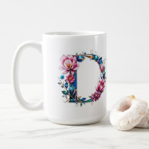 Letter D Coffee Tasse - Blumendesign für Geschenke