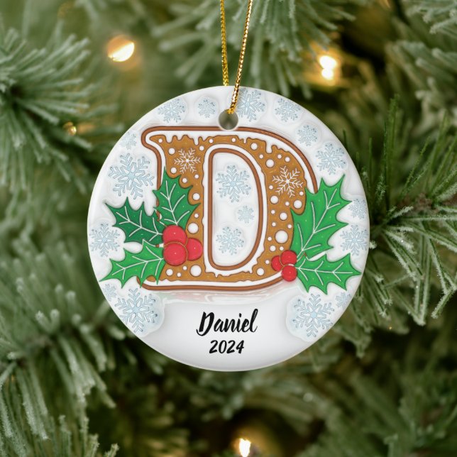 Letter D Custom Christmas Keramik Ornament (Baum)