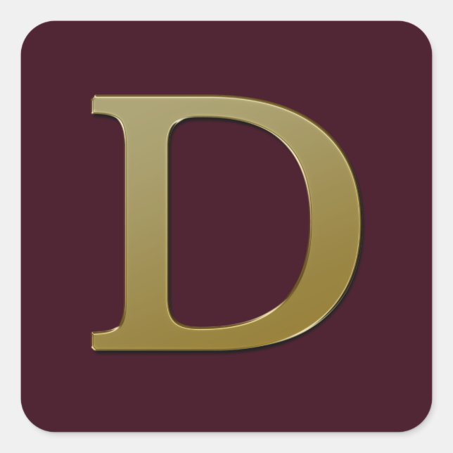 Letter D Gold Square Sticker (Vorderseite)