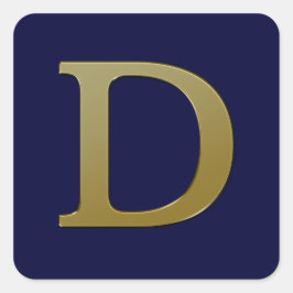 Letter D Gold Square Sticker