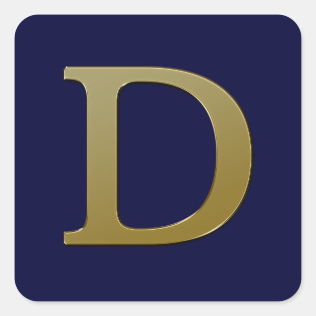Letter D Gold Square Sticker (Vorderseite)