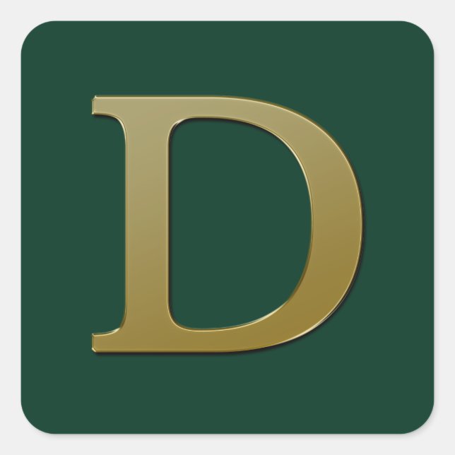 Letter D Gold Square Sticker (Vorderseite)