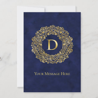Letter D golden Damask Pattern Feiertagskarte