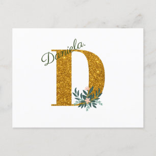 Letter D Golden Monogramm  Postkarte