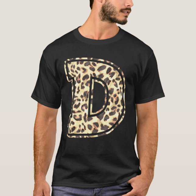 Letter D Initial Leopard Cheetah Print Trendy Wate T-Shirt (Vorderseite)