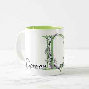 Letter D Lavender Eucalyptus mit Monogramm Zweifarbige Tasse