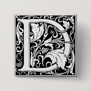 Letter D mittelalterliche Monogram Art Nouveau Button