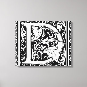 Letter D mittelalterliche Monogram Art Nouveau Leinwanddruck